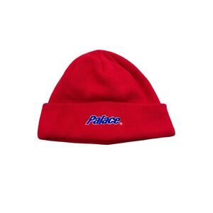 Palace Skateboards Red Knit Cuffed Beanie Embroidered Logo Streetwear Hat